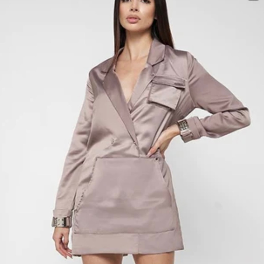 Maniere de Voir- Oversized Satin Blazer Dress. NWT